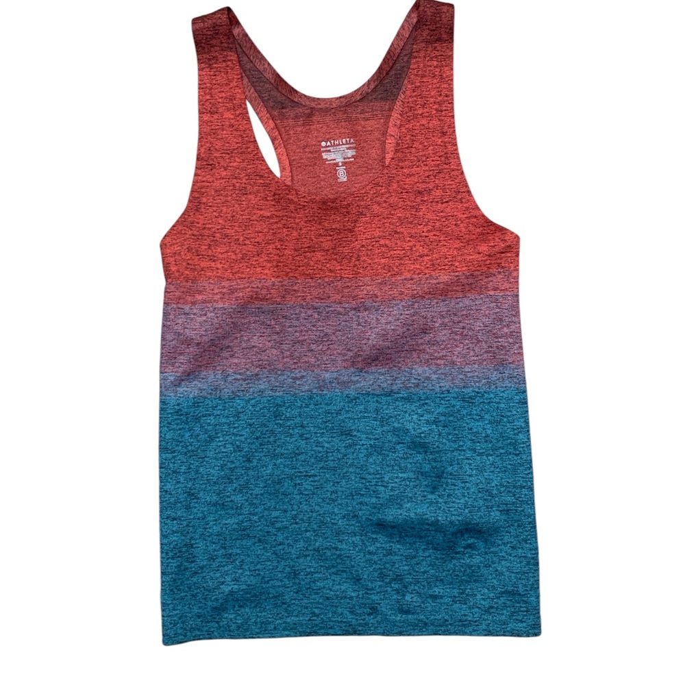 ATHLETA Women’s Relay Tank Top, Red & Blue Gradient Ombré, Small, Used